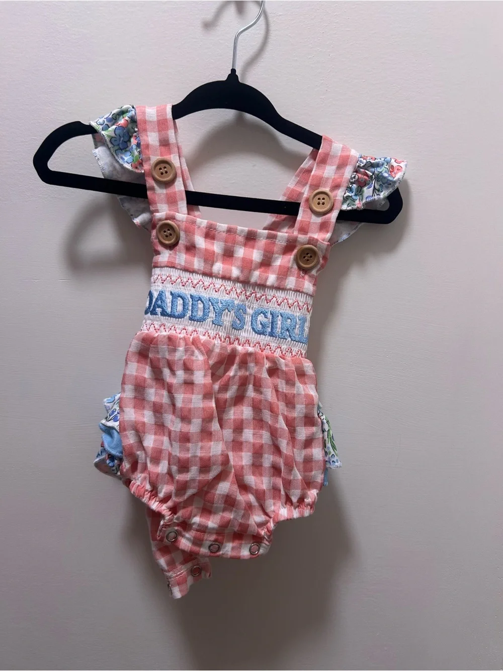 Daddy's Girl Pink Gingham Baby One-Piece Romper